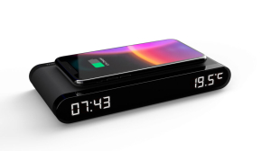 SVEGLIA TERMOMETRO LUMINOSITA' REGOLABILE RICARICA SMARTPHONE INDUZIONE USB THOMSON