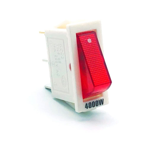 INTERRUTTORE A BILANCIERE UNIPOLARE LUMINOSO ROSSO CORPO BIANCO 3 FASTON 250VAC 16A