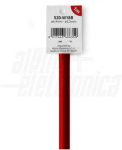 GUAINA TERMORESTRINGENTE ROSSA 2:1 DIAMETRO 6,4mm BARRA DA 1MT