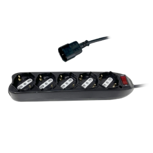 CIABATTA MULTIPRESA 5 POSTI TRIVALENTI PER UPS SPINA C14 VDE CAVO 1,5MT MAX 3500W NERA