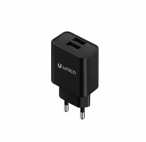 CARICATORE DA MURO 2XUSB/A 5VDC 2,4A NERO