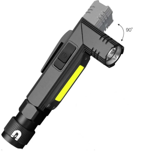 TORCIA LED TATTICA MAGNETICA RICARICABILE IN ALLUMINIO LUCE BIANCA+ROSSA TESTA SNODABILE 90° 25OLM