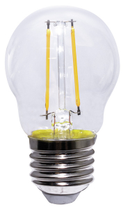 LAMPADA LED G45 TRASPARENTE A FILAMENTO E27 4,5W 3000K 470LM 220VAC 45x78mm