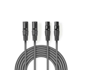 CAVO AUDIO 2 XLR MASCHIO 2 XLR FEMMINA 0,5MT BILANCIATO