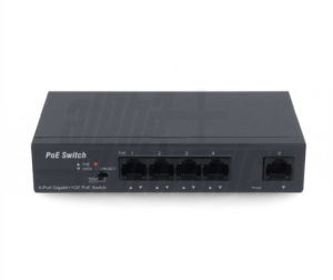 SWITCH POE+ 4 PORTE 10/100/1000MBPS +1 PORTA GIGABIT UPLINK MAX 60W NON GESTITO TVCC VLAN
