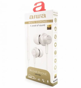 AURICOLARI JACK 3,5mm 21OHM 102dB MICROFONO CONTROLLER ALTA DEFINIZIONE 120cm BIANCHI AIWA