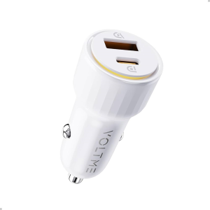 CARICABATTERIE ACCENDISIGARI USB/A + TYPE-C DA AUTO PD 30W QC 18W BIANCO