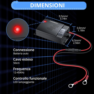 SCACCIATOPI AD ULTRASUONI 12VDC 12-45KHZ