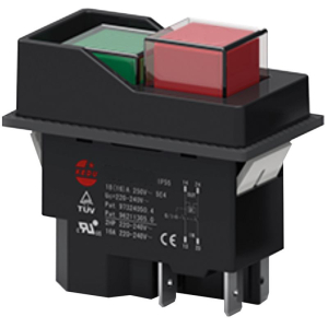 INTERRUTTORE ELETTROMAGNETICO IMPERMEABILE 4 POLI ROSSO/VERDE IP55 220VAC 20A