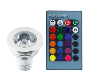 LAMPADA GU10 RGBW DIMMERABILE 30° 5W TELECOMANDO 90-260VAC