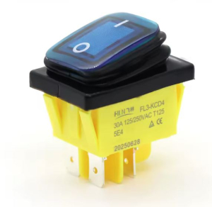 INTERRUTTORE BIPOLARE BILANCIERE A SOFFIETTO IP65 15A 250VAC LUMINOSO BLU