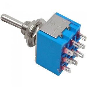 DEVIATORE IN MINIATURA TRIPOLARE A LEVA ON-OFF-ON 9 PIN A SALDARE 250VAC 3A