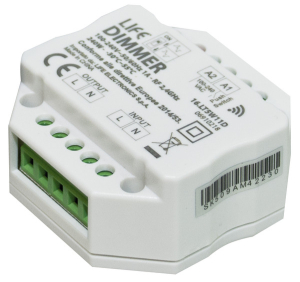 MODULO DIMMER PWM 1CH PER LED MONOCOLORE PULSANTE CABLATO+RF 2,4GHz 220VAC MAX 240W