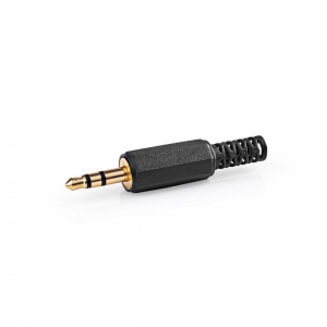 CONNETTORE SPINA JACK 3,5mm STEREO PLACCATO ORO CON GUIDACAVO NEDIS