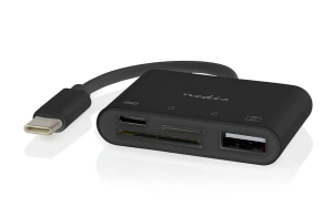 HUB DA SPINA USB TYPE-C A PRESA TYPE-C USB/A LETTORE SD/MICROSD NERO NEDIS