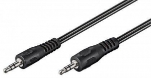 CAVO AUX JACK 3,5MM STEREO -> JACK 3,5MM STEREO, 2,5MT, NERO,SPINA 3,5MM SPINA 3,5MM