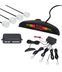 KIT 4 SENSORI PARCHEGGIO BIANCHI DISPLAY LED CICALINO ACUSTICO