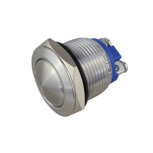 PULSANTE IN METALLO 19 MM TESTA TONDA 2 CONTATTI N.O. IP67 250VAC 3A