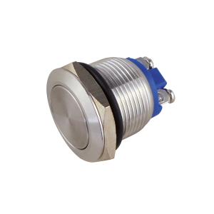 PULSANTE IN METALLO 19 MM TESTA PIATTA 2 CONTATTI N.O. IP67 250VAC 3A