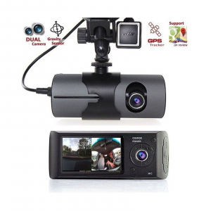 DVR GPS AUTO DOPPIA TELECAMERA REGISTRATORE VIDEOCAMERA MONITOR R300