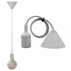 PENDENTE SOFFITO CON CAVO E27 BIANCO