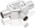 PARTITORE TV A "T" 1 IN MASCHIO 2 OUT FEMMINA 5-862MHz DC PASS