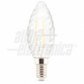 Lampadina a Led a filamento ceramico E14 - 4W - 230Vac - Satinata - Bianco caldo