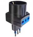 ADATTATORE TRIPLO SPINA 10A 2 PRESE 10A CON SCHUKO NERO