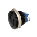 PULSANTE IN ALLUMINIO NERO 16mm 2 CONTATTI A VITE N.O. 250VAC 5A