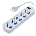 MULTIPRESA 5PR.SCHUKO CON 5 INTERRUTTORI + 1 MASTER, SP.16A, CAVO 1,5mt, 3500W, Protez. sovraccarico