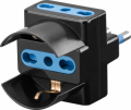 ADATTATORE TRIPLO SPINA 16A 2 PRESE BIPASSO +SCHUKO BIPASSO TRIVALENTE NERO