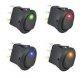 INTERRUTTORE TONDO A BILANCIERE LUMINOSO 12V GIALLO VERDE ROSSO BLU 20A