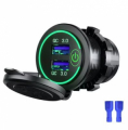 DOPPIA PRESA USB/A 3.0 QC DA PANNELLO VERDE 12-24VDC MAX 3A INTERRUTTORE TOUCH ANTISPRUZZO