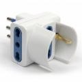 ADATTATORE TRIPLO SPINA 10A 2 PRESE BIPASSO CON SCHUKO BIPASSO TRIVALENTE BIANCO