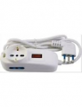 MULTIPRESA 3 POSIZIONI SCHUKO BIPASSO + 2 BIPASSO LATERALI INTERRUTTORE SPINA 10A 90° CAVO 3MT 2500W BIANCA