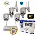 KIT VIDEOSORVEGLIANZA WIFI 4 TELECAMERE PTZ 3,6mm 2MPX CON NVR FHD VGA HDMI SLOT HDD