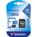 MEMORY CARD MICRO SD 32GB CON ADATTATORE 90MB/S PREMIUM VERBATIM