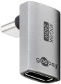 ADATTATORE DA SPINA TYPE-C A PRESA TYPE-C 90° VERTICALE USB 4.0 40Gbit/s 240W 8K ARGENTO
