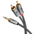 CAVO TELATO ALTA QUALITA' 2X RCA MASCHIO A JACK 3,5mm MASCHIO PLACCATO ORO 0,5MT GOOBAY