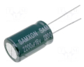 CONDENSATORE ELETTROLITICO RADIALE 2200uF 16V 105°