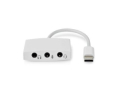 ADATTATORE DA SPINA USB TYPE-C A 3 PRESE JACK 3,5mm CUFFIE E MICROFONO 10cm BIANCO NEDIS