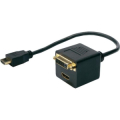 CAVO SDOPPIATORE DA SPINA HDMI A PRESE DVI-D + HDMI 15cm