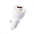 CARICABATTERIE ACCENDISIGARI USB/A + TYPE-C DA AUTO PD 30W QC 18W BIANCO