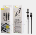 CAVO TELATO DATI+RICARICA RAPIDA TYPE-C LIGHTNING PD 3A 1mt NERO ELLIETECH