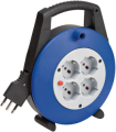 PROLUNGA AVVOLGIBILE 5mt SPINA 16A 4 PRESE BIPASSO+SCHUKO 220VAC MAX 3500W NERO/BLU