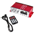AMPLIFICATORE AUDIO 2CH DISPLAY FM USB SD RCA MP3 TELECOMANDO 2X26W 12VDC 5A
