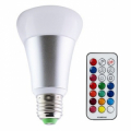 LAMPADINA LED 10W E27 RGB+W CON TELECOMANDO - ARGENTO